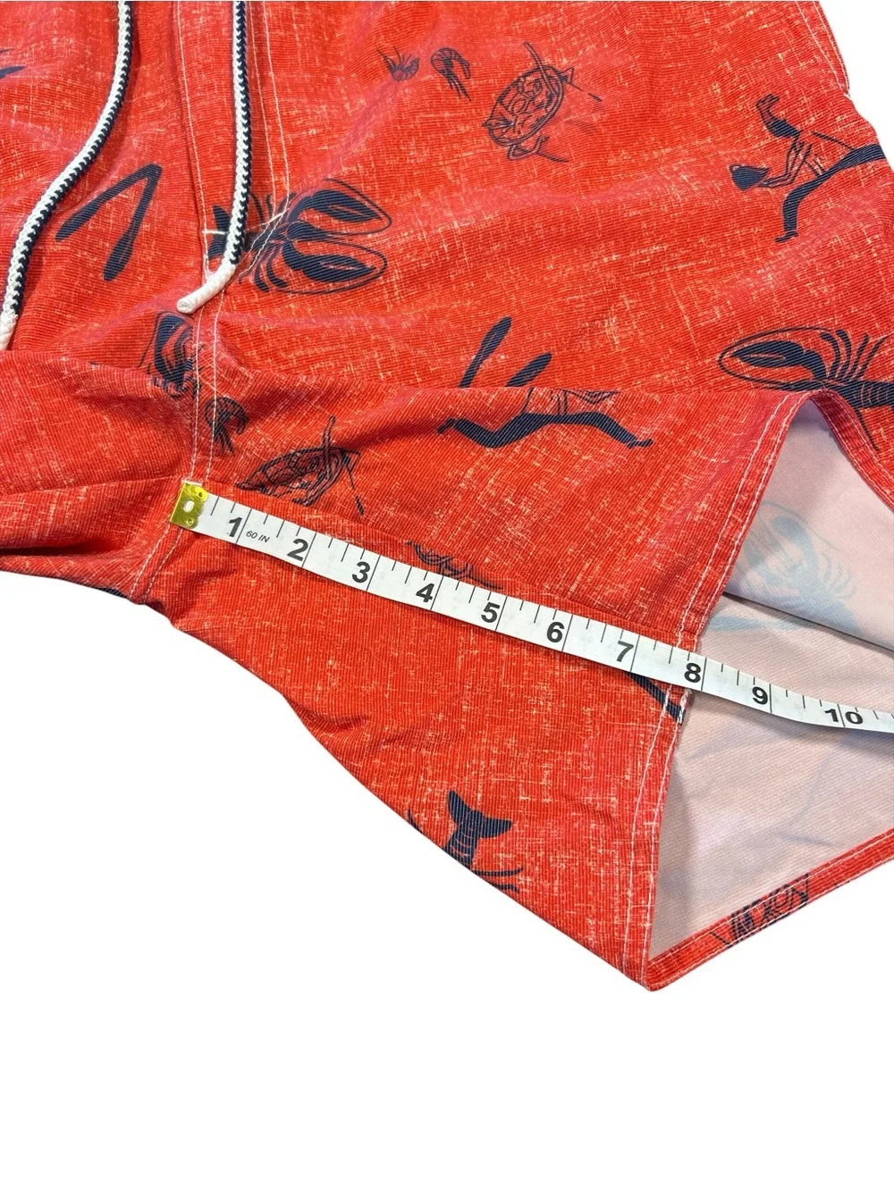 Johnnie-O Size XL Red Lobster Print Lined Swim‎ Trunks EUC